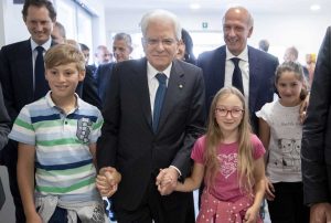 Amatrice - Il presidente della Repubblica Mattarella all'inaugurazione del nuovo istituto omnicomprensivo