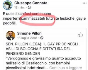 Il post apparso sulla pagina Facebook di Cannata