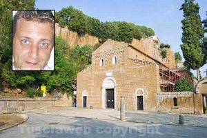 Castel Sant'Elia, la basilica dove saranno celebrati i funerali del carabiniere - Nel riquadro: Daniele Gatti