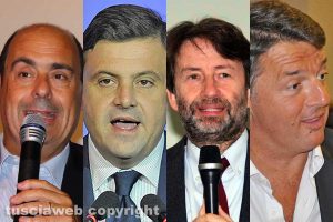 Da sinistra: Nicola Zingaretti, Carlo Calenda, Dario Franceschini, Matteo Renzi