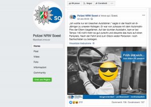 Germania - Il post su Facebook della polizia