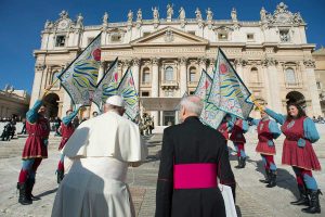 Gli Sbandieratori di Santa Rosa da Papa Francesco