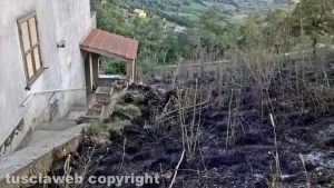 Montefiascone – Le fiamme lambiscono alcune case