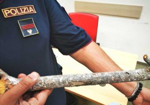 Napoli - Polfer - Il bastone usato dall'arrestato