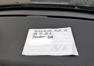 Orte - La ricevuta del parcheggio di Molegnano scritta a pennarello