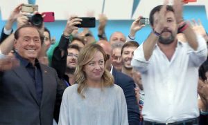 Roma - Manifestazione della Lega - Berlusconi, Meloni e Salvini