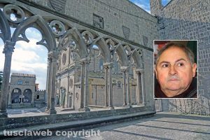 Viterbo - La loggia di Palazzo dei Papi - Nel riquadro: Giancarlo Bandini