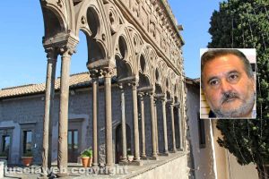 Viterbo - La loggia dei papi; nel riquadro: Enrico Panunzi
