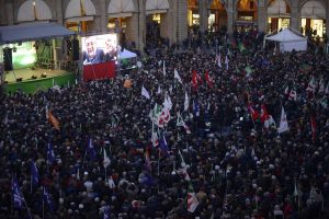 Manifestazione a Bologna per Bonaccini
