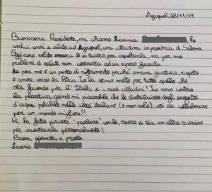Vallo della Lucania - La lettera di Lavinia per il presidente del consiglio Giuseppe Conte