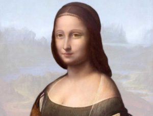 Simulazione grafica prodotta da Pascal Cotte del ritratto femminile sottostante la versione definitiva della Gioconda del Louvre