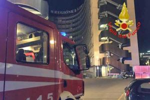 L'incendio nella sede della Regione Lazio