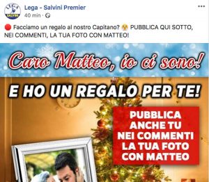 La Lega lancia i selfie-regalo per Salvini