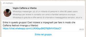 Il gruppo Whatsapp "Voglio Caffeina a Viterbo"