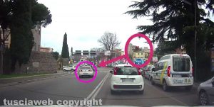 Viterbo - Follia in viale Raniero Capocci - Le fasi del sorpasso