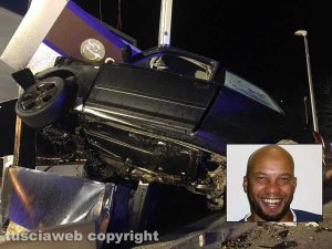 Viterbo - Incidente mortale sulla Sammartinese - Nel riquadro Patrice Tiekone
