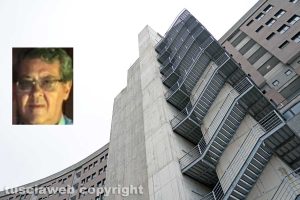 Viterbo - L'ospedale Belcolle; nel riquadro: Sergio Lanzi
