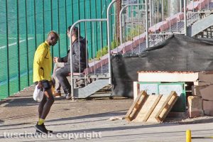 Sport - Calcio - Viterbese - L'allenamento di oggi - Tounkara abbandona il campo