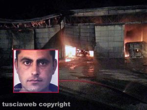 Tarquinia - L'incendio al capannone del 2014 (nel riquadro Ionut Pavel)