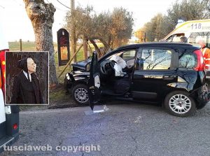 Montefiascone - Incidente sulla Verentana - Nel riquadro: Suor Giuseppina Sebastiani
