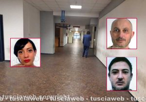 Il tribunale di Roma - Nei riquadri i tre viterbesi Martina Guadagno, Luigi Forieri e Martina Guadagno