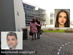 Viterbo - I familiari di Aurora Grazini all'uscita dal tempio crematorio - Nel riquadro a sinistra Daniele Angelini, primario pronto soccorso, indagato per la morte della ragazza