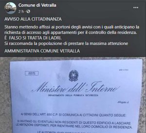 Vetralla - L'avviso del comune contro i ladri d'appartamento