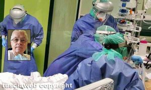 Una terapia intensiva Covid - Nel riquadro: Alberico Paoletti