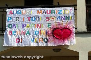 Corchiano - Lo striscione per Maurizio Fioretto