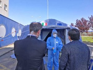 Roma - L'assessore Alessio D'Amato in visita al Covid Center del San Filippo Neri