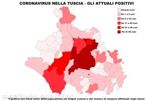 Coronavirus nella Tuscia - La mappa degli attuali positivi - Dati aggiornati al 30 aprile