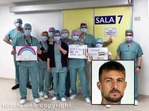 Viterbo - Infermieri di Belcolle - Nel riquadro il calciatore Francesco Acerbi