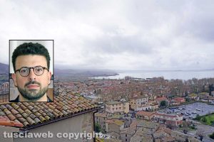 Bolsena dall'alto - Nel riquadro: Andrea Di Sorte