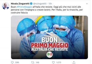 Il tweet di Nicola Zingaretti