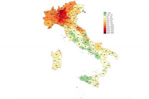 La percentuale di decessi dal primo marzo al 30 aprile rispetto alle previsioni dell'Inps