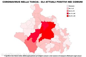 Coronavirus nella Tuscia - La mappa degli attuali positivi - Dati aggiornati all'8 maggio