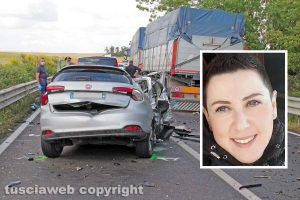 Montalto di Castro - Incidente in strada Dogana - Nel riquadro Lauretta Cardarelli