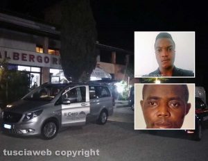 Omicidio di Orte - E nei riquadri l'arrestato Imade Robinson e la vittima Eugene Moses