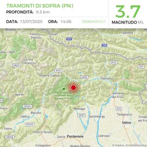 Terremoto in Friuli-Venezia-Giulia, magnitudo 3,7
