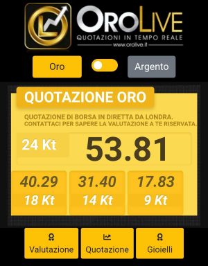 L’app Orolive, appena lanciata sugli store digitali, permette in autonomia e con grande precisione di conoscere la quotazione in tempo reale dell’oro, in base ai karati