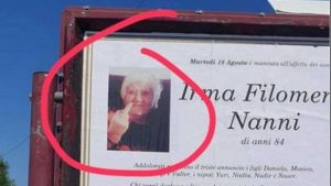 Il manifesto funebre di Irma Filomena Nanni