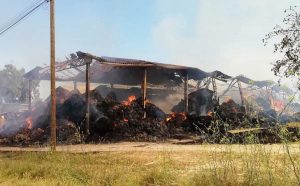 Soriano - Località Sant'Eutizio - Capannone in fiamme