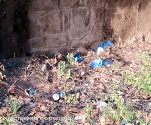 I rifiuti nell'area verde tra il Carmine e porta Faul