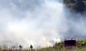 Montalto di Castro - L'incendio ai cumuli di spazzatura