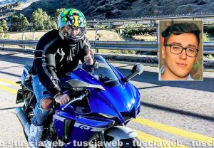 Francesco Bologna sulla moto Yamaha 1000 poco prima dell'incidente