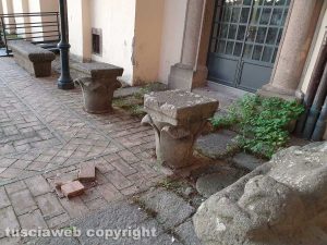 Viterbo - Incuria nei giardini di palazzo dei Priori