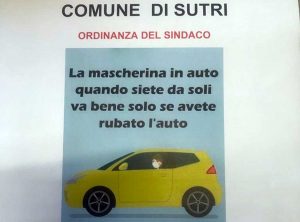Sutri - Mascherina in auto, ordinanza del sindaco Sgarbi