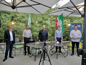 Il senatore Francesco Battistoni e il vicepresidente di Forza Italia Antonio Tajani a Civita Castellana