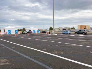 Coronavirus - Il drive-in lunga sosta di Fiumicino
