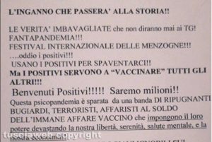 Covid, volantini negazionisti distribuiti a Viterbo